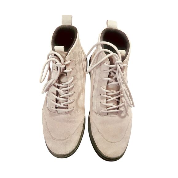 VANS UNISEX COLFAX CHECKERBOARD BOOTS MENS 6.5 WOMENS 8 CREAM SUEDE BLACK Lace - Picture 2 of 8